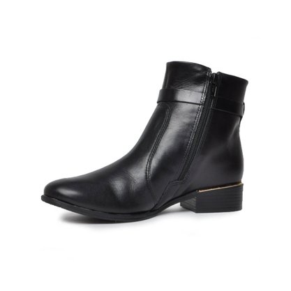 Bota Ramarim Couro Cano Curto Fivela Gold Preto