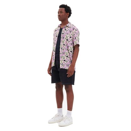 Camisa Baw Manga Curta Over Scaly Color Lilás