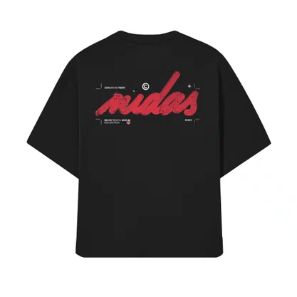 Camisa Midas Manga Curta Oversized Print Preta