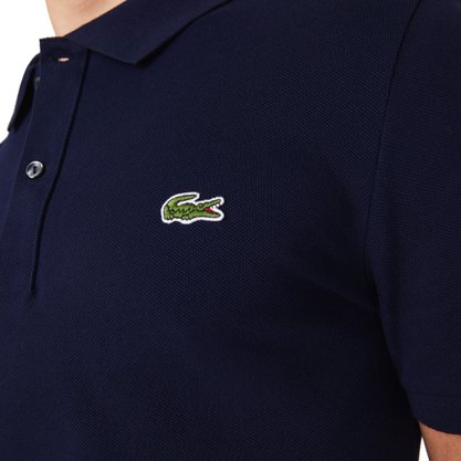 Camisa Polo Lacoste MC Slim Fit Piquet Marinho/ Rosa