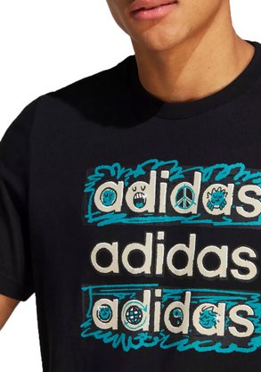 Camiseta Adidas Manga Curta Doodle Mlt Preto