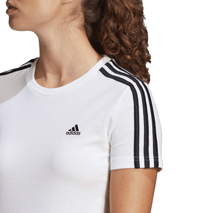 Camiseta Adidas Manga Curta Essentials Slim 3 Stripes Branco