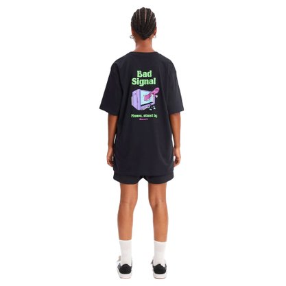 Camiseta Baw Manga Curta Bad Signal Preto