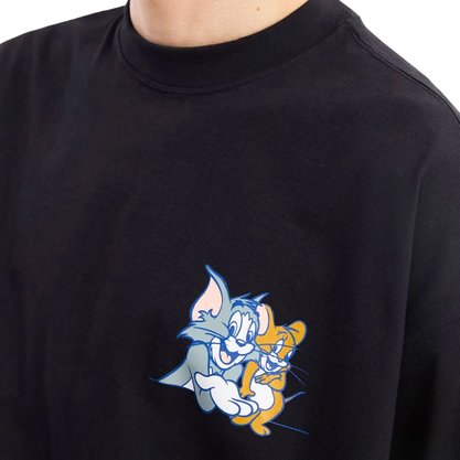 Camiseta Baw Manga Curta Over Together Tom & Jerry Preto