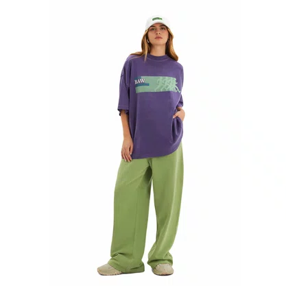 Camiseta Baw Manga Curta Oversized Athletics Roxa