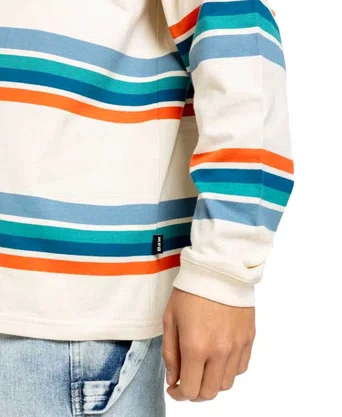 Camiseta Baw Manga Longa Stripes Authentic Bege