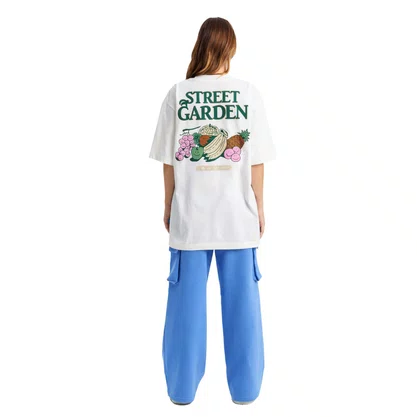 Camiseta Baw Manga Curta Regular Fruits Garden Off White