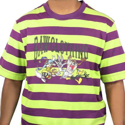 Camiseta Baw Stripes Looney Tunes Verde Neon
