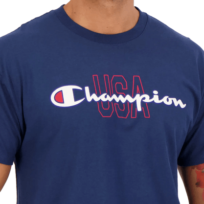 Camiseta Champion Manga Curta Script Logo USA Marinho