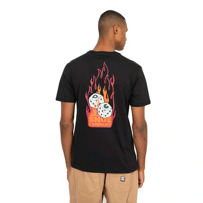 Camiseta DC Manga Curta Burning Dice Preta
