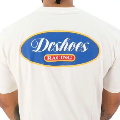 Camiseta DC Manga Curta Roth Racing Off White