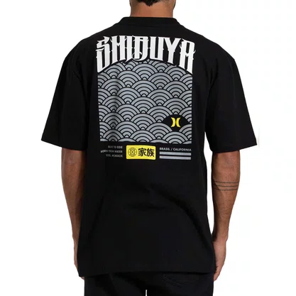 Camiseta Hurley Manga Curta Shibuya Escama Maxfit Preta