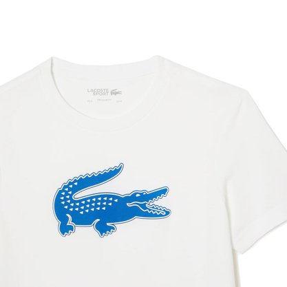 Camiseta Lacoste Manga Curta Sport Crocodilo 3D Branco ou Azul