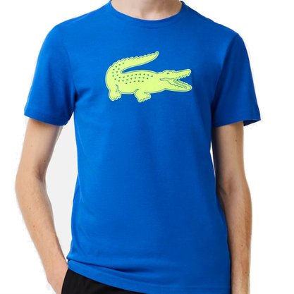 Camiseta Lacoste Manga Curta Sport Crocodilo 3D Branco ou Azul