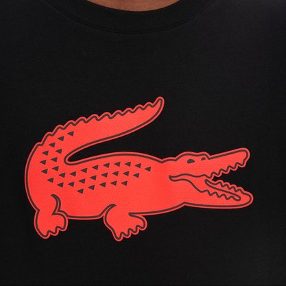 Camiseta Lacoste Manga Curta Sport Crocodilo 3D Preto ou Marinho