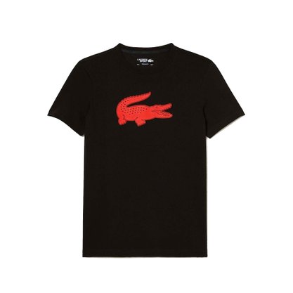 Camiseta Lacoste Manga Curta Sport Crocodilo 3D Preto ou Marinho