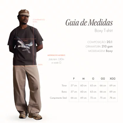 Camiseta Midas Manga Curta Boxy Caps Off White