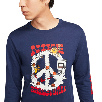 Camiseta Nike Manga Longa Peace Tee Azul