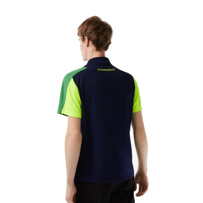 Camiseta Polo Lacoste MC Tennis Recorte Marinho/ Azul