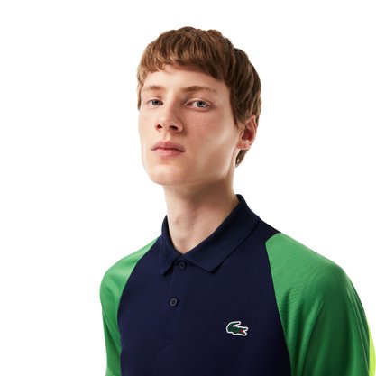 Camiseta Polo Lacoste MC Tennis Recorte Marinho/ Azul