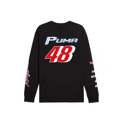 Camiseta Puma Manga Longa Graphics Moto Relaxed Preta