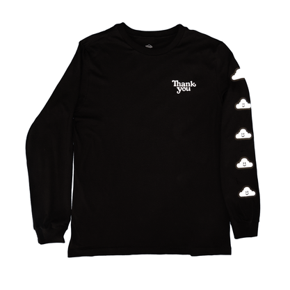 Camiseta Thank You Manga Longa Cloudy Preta