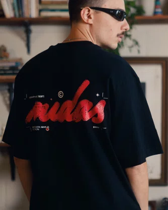 Camisa Midas Manga Curta Oversized Print Preta