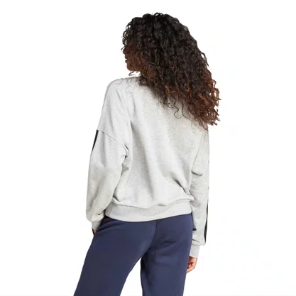 Moletom Adidas Careca Essentials 3-Stripes Cinza Mescla