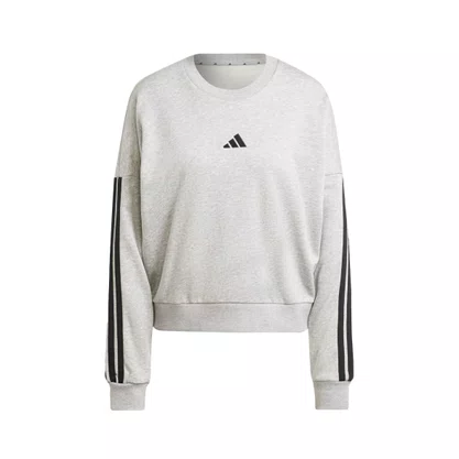 Moletom Adidas Careca Essentials 3-Stripes Cinza Mescla