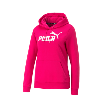 Moletom Puma Fechado Canguru Essentials Logo Rosa