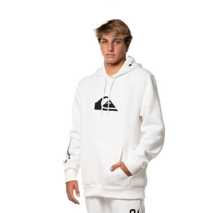 Moletom Quiksilver Canguru Fechado Comp Logo Branco