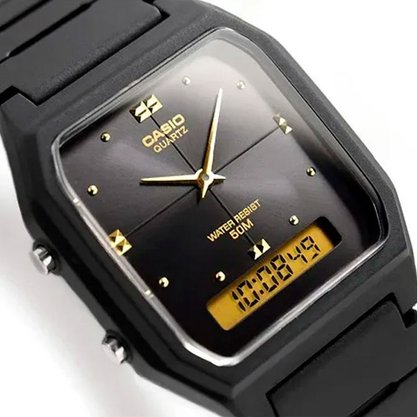 Relógio Casio Analógico Digital Vintage Preto/ Preto AW-48HE