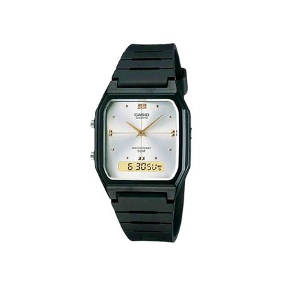 Relógio Casio Analógico Digital Vintage Preto/ Off-White AW-48HE