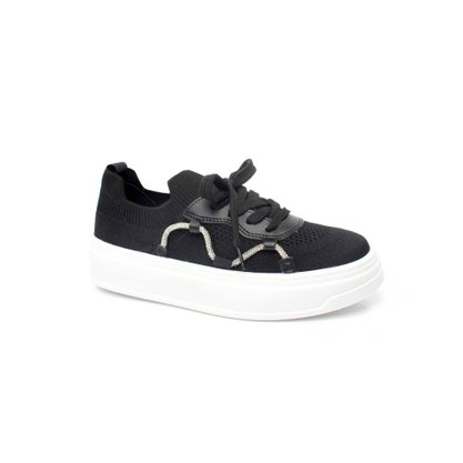 Tênis Beira Rio Strass Knit Preto