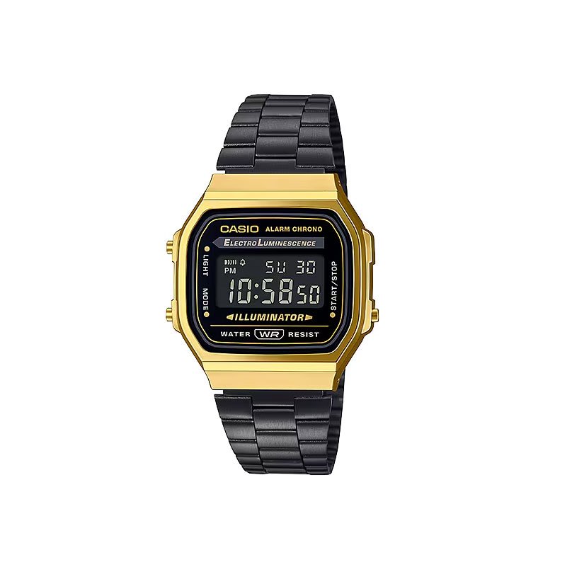 Relógio Casio Digital Vintage Preto/ Dourado A168WEGB-1BDF