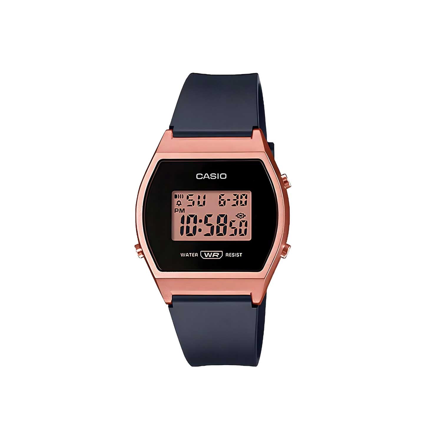 Relógio Casio Digital Vintage Preto/ Rose LW-204-1ADF