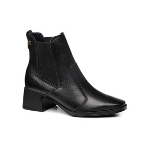 Bota Pegada Couro Cano Curto Elástico Preto