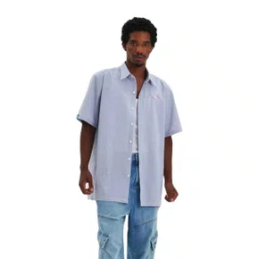 Camisa Baw Manga Curta Box Garden Azul Claro