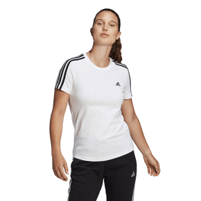 Camiseta Adidas Manga Curta Essentials Slim 3 Stripes Branco