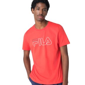 Camiseta Fila Manga Curta Letter Outline Vermelha