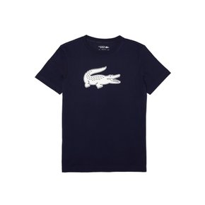 Camiseta Lacoste Manga Curta Sport Crocodilo 3D Preto ou Marinho