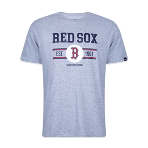 Camiseta New Era Manga Curta Red Sox Cinza Mescla
