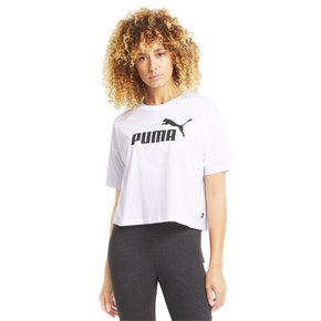 Camiseta Puma Cropped Essentials Logo Branco