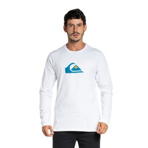 Camiseta Quiksilver Manga Longa Comp Logo Branco