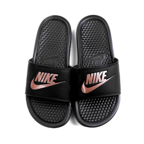 Black and rose sale gold nike sliders