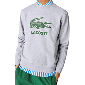 Moletom Lacoste Fechado Careca Crackled Cinza Mescla