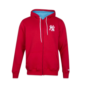 Moletom New Era Aberto Canguru New York Yankees Vermelho