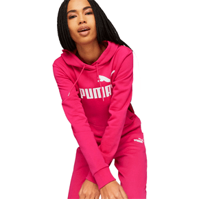 Moletom Puma Fechado Canguru Essentials Logo Rosa