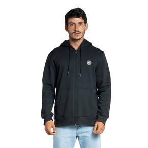 Moletom Quiksilver Aberto Aber Transfer Round Preto