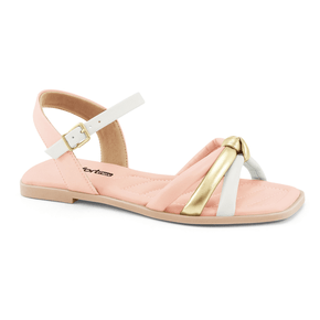 Sandália Comfortflex Tiras Metalizada Rose